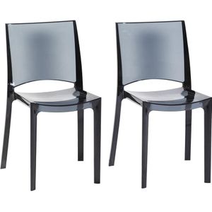Set van 2 stapelbare stoelen HELLY - Massief polycarbonaat - Leigrijs