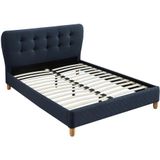 Set "slaapkamer" ELIDE: Bed 140x190 cm  en 2 nachtkastjes - Blauwe stof