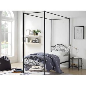 Hemelbed LEYNA 90 x 190 cm - Metaal - Zwart