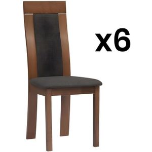 Set van 6 stoelen BELINDA - Beuk en stof - Kleuren: Walnoot en antraciet