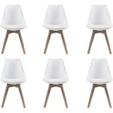 Set van 6 stoelen JODY - Polypropyleen, kunstleer en beuken - Wit L 49 cm x H 82 cm x D 57 cm