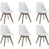 Set van 6 stoelen JODY - Polypropyleen, kunstleer en beuken - Wit L 49 cm x H 82 cm x D 57 cm