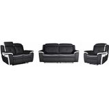 Elektrische drie- en tweezits relaxbank en -fauteuil van leer ANGELIQUE - Zwart/wit