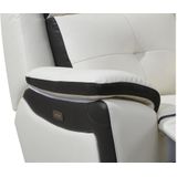 Elektrische driezits relaxbank en -fauteuil van leer ANGELIQUE - Wit/ antraciet