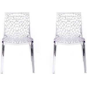Set van 2 stapelbare stoelen DIADEME - Vol Polycarbonaat - Kristal