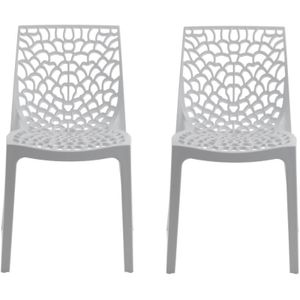 Set van 2 stapelbare stoelen DIADEME - Polypropyleen - Dolomietwit