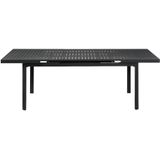 Tuineetset NAURU van aluminium : een uitschuifbare tafel 180/240cm en 6 stapelbare fauteuils - Antraciet