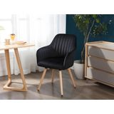 Set van 2 stoelen met armleuningen ELEANA - Fluweel & Metaal met houteffect - Zwart