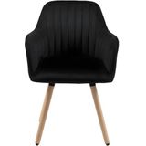 Set van 2 stoelen met armleuningen ELEANA - Fluweel & Metaal met houteffect - Zwart