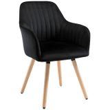 Set van 2 stoelen met armleuningen ELEANA - Fluweel & Metaal met houteffect - Zwart