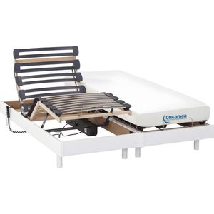 Verstelbaar relaxbed en matras met vormgeheugen HERACLES van DREAMEA - Wit - 2x 70x190 cm