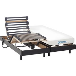 Elektrisch relaxbed met matras met vormgeheugen HERACLES van DREAMEA - Zwart - 2x80x200 cm