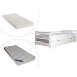 Onderschuifbed CELIANE - 2 x 90 x 190 cm - MDF - Wit + matras