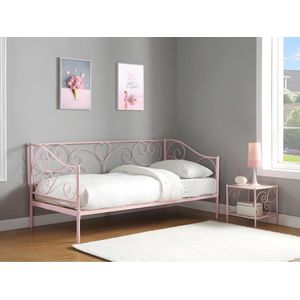 VIVIAN Bedbank - 90x200 cm - Metaal - Roze + Matras | Romantische sfeer en multifunctioneel
