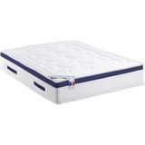 Set bedbodem en matras pocketveren en vormgeheugen met textuur MARQUIS van DREAMEA - dikte 30 cm - 140 x 190 cm - Blauw