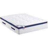 Set bedbodem en matras pocketveren en vormgeheugen met textuur MARQUIS van DREAMEA - dikte 30 cm - 180 x 200 cm - Blauw
