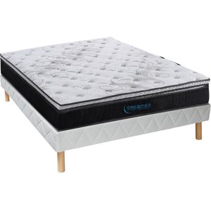 Set bedbodem + matras met pocketveren en geïntegreerd dekmatras GAMIANI van DREAMEA - 35 cm dik - 160 x 200 cm