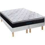 Set bedbodem + matras met pocketveren en geïntegreerd dekmatras GAMIANI van DREAMEA - 35 cm dik - 180 x 200 cm