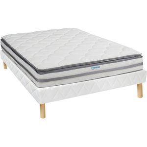 Set bedbodem + matras met pocketveren en geïntegreerd dekmatras CANTERBURY van YSMEE - 140 x 190 cm