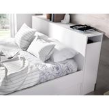 Bed met hoofdeinde bed, opbergruimte en lades - 140 x 190 cm - Kleur: Wit - FLORIAN
