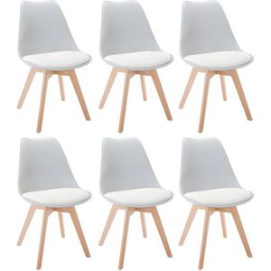 Set van 6 stoelen JODY - Polypropyleen en beuk - Lichtgrijs L 49 cm x H 82 cm x D 57 cm