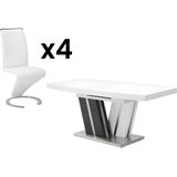 Tafelset NOAMI + 4 stoelen TWIZY - Wit en grijs