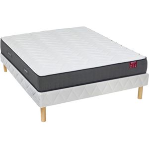 Ysmée Set bedbodem + matras met pocketveren en vormgeheugen BABYLONE van DREAMEA 23 cm dik - 140 x 190 cm L 190 cm x H 30 cm x D 140 cm