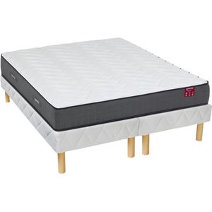 Ysmée Set bedbodem + matras met pocketveren en vormgeheugen BABYLONE van DREAMEA 23 cm dik - 180 x 200 cm L 200 cm x H 30 cm x D 180 cm