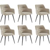 Set van 6 stoelen HEKA - Met armleuningen - Stof en metaal - Beige L 59.5 cm x H 78 cm x D 61 cm