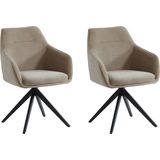 Set van 2 stoelen MUSE - Met armleuningen - Stof - Beige