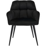 Set van 6 stoelen PEGA - Met armleuningen - Fluweel en metaal - Zwart L 58.5 cm x H 78 cm x D 62 cm
