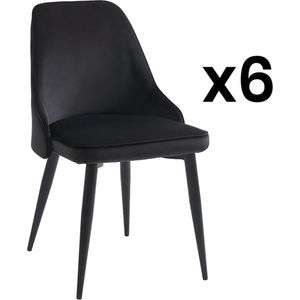 Set van 6 stoelen EZRA - Fluweel en metaal - Zwart