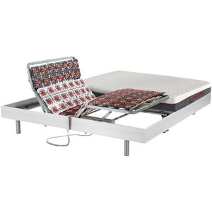 DREAMEA Elektrisch relaxbed met matras met vormgeheugen ATRIDE van DREAMEA - OKIN-motoren - wit - 2 x 80 x 200 cm L 200 cm x H 35 cm x D 160 cm