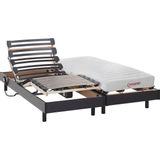 Elektrisch relaxbed met matras met latex-instap TYNDARE van DREAMEA - Zwart - 2 x 80 x 200 cm