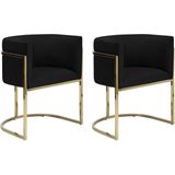 Set van 2 stoelen met armleuningen PERIA - Fluweel en roestvrij staal - Zwart & goudkleurig - van Pascal Morabito