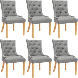 Set van 6 stoelen JOLIA - Stof en houten poten - Grijs