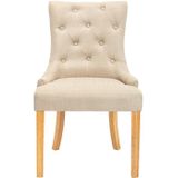 Set van 6 stoelen VILLOSA - Stof & houten poten - Beige L 56 cm x H 91 cm x D 63 cm