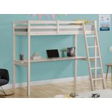 Hoogslaper GEDEON - 90 x 190 cm - met bureau - Massief grenen - Gebleekt