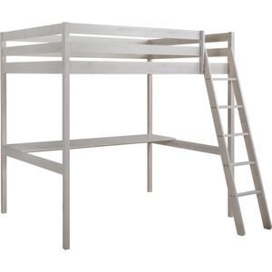 Hoogslaper met bureau GEDEON - 140 x 190 cm - Massief grenen - Gebleekt L 198 cm x H 196.8 cm x D 203.5 cm