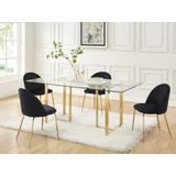 Set van 6 stoelen MELBOURNE - Fluweel en goudkleurig metaal - Zwart