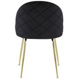 Set van 6 stoelen MELBOURNE - Fluweel en goudkleurig metaal - Zwart