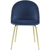 Set van 6 stoelen MELBOURNE - Fluweel en goudkleurig metaal - Blauw
