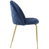 Set van 6 stoelen MELBOURNE - Fluweel en goudkleurig metaal - Blauw