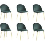 Set van 6 stoelen MELBOURNE - Fluweel en goudkleurig metaal - Groen