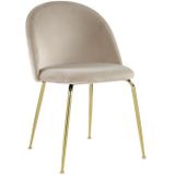 Set van 6 stoelen MELBOURNE - Fluweel en goudkleurig metaal - Beige L 50 cm x H 77 cm x D 55 cm