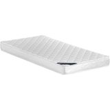 Bed met slaaplade LOUISE - 2 x 90 x 190 cm - Grijze stof + matras