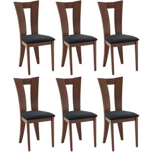 Set van 6 stoelen TIFFANY - Massief beuken - Kleuren : Noten en expresso L 46 cm x H 96 cm x D 53 cm