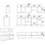 Complete keuken - Met werkblad 240 cm - Glanzend wit - TRATTORIA