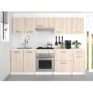 Complete keuken - Met werkblad 240 cm - Licht naturel en wit - TRATTORIA