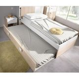 Onderschuifbed met lattenbodem - 2x90x190cm - Kleuren: Eik en wit + matras - SONIA